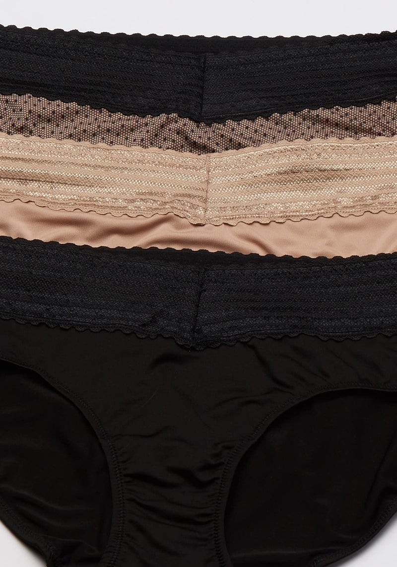 Warner's Women's Blissful Benefits No Muffin 3 Pack Hipster Panties, Black/Toasted Almond/lace dot Print, XL - Image 4